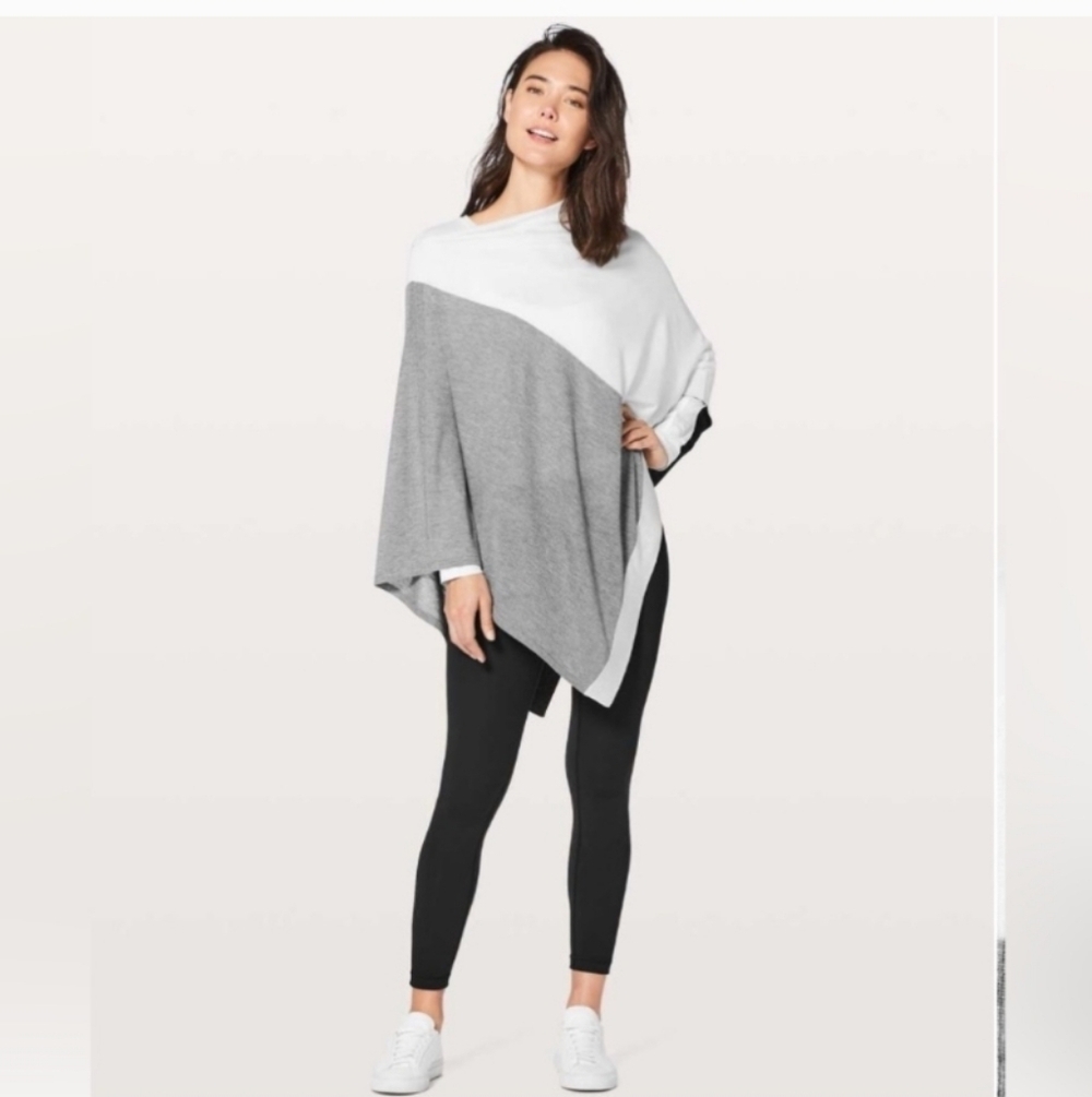 Lululemon Yin Poncho Heathered White/Heathered Core Med. Grey / Heathered Black